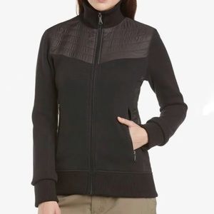 Marmot Jacket Women’s Black Tech Sweater Coat Sz L GUC Mixed Media Outdoor Ski